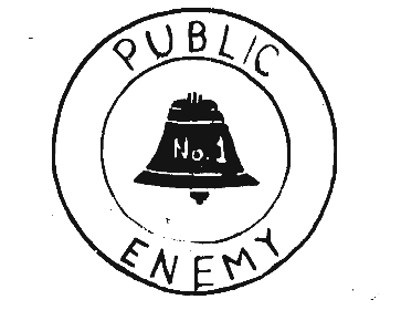 A hand-drawn bell logo with the caption 'public enemy'.